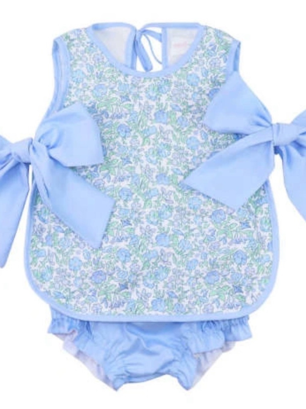 CECIL AND LOU Bow and Blue Floral Tie-Side Kids One-Piece Bodysuit